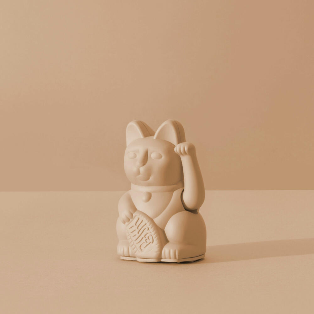Donkey Products Lucky Cat Mini Maneki Neko, waving cat, lucky charm, plastic, ochre, 9.8 cm, 330538