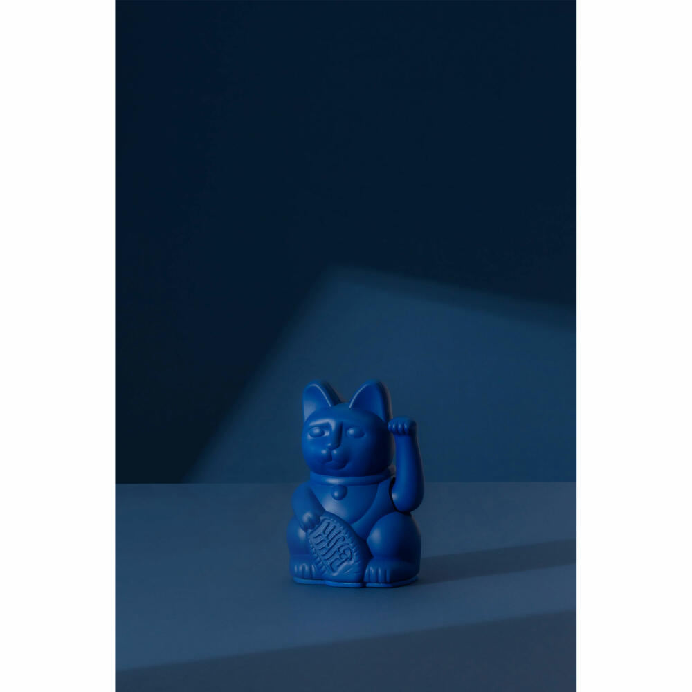 Donkey Products Lucky Cat Mini Maneki Neko, Winkekatze, Glücksbringer, Kunststoff, Dunkelblau, 9.8 cm, 330472