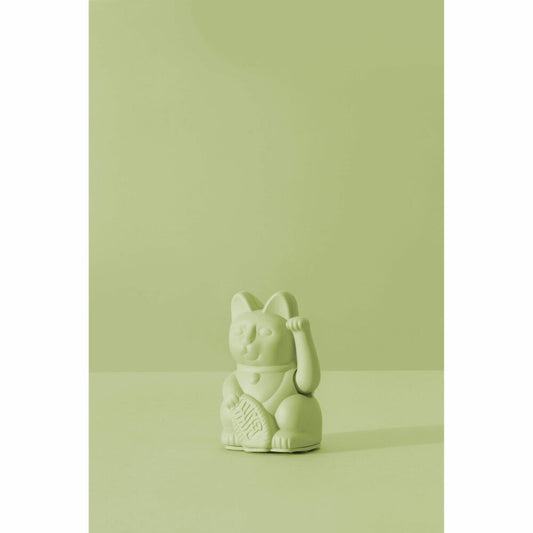 Donkey Products Lucky Cat Mini Maneki Neko, Winkekatze, Glücksbringer, Kunststoff, Light Green, 9.8 cm, 330536