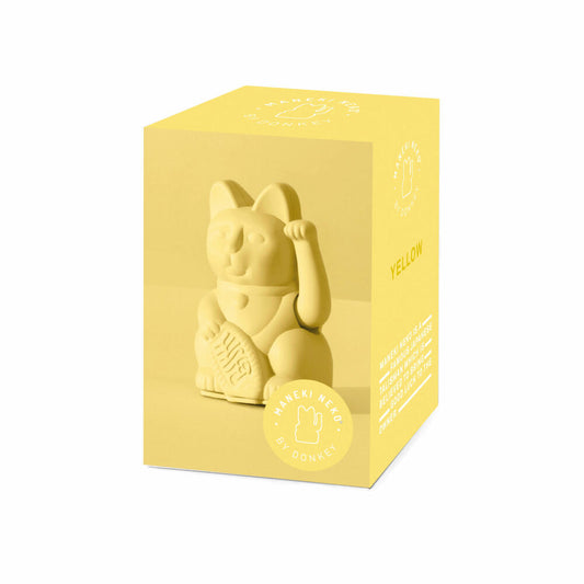 Donkey Products Lucky Cat Mini Maneki Neko, Winkekatze, Kunststoff, Yellow, 9.8 cm, 330543