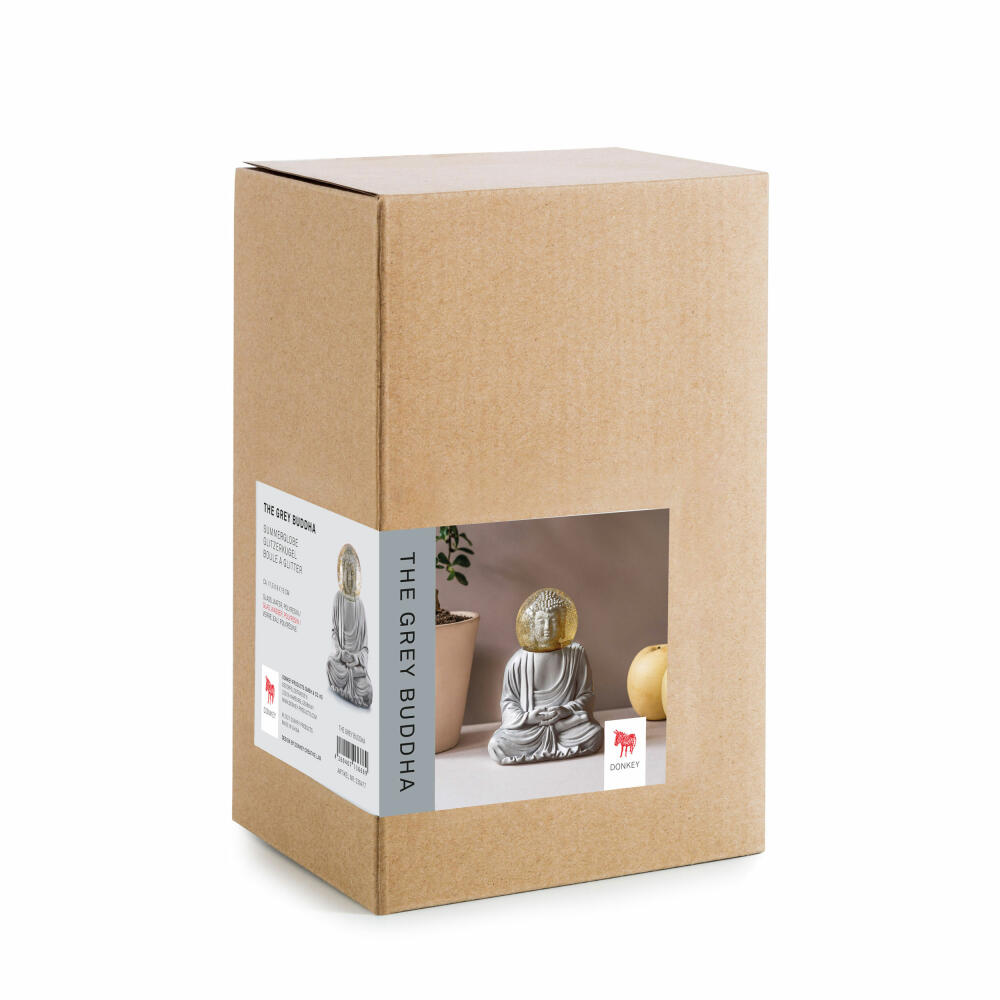 Donkey Products Summerglobe The Buddha, Glitzerkugel, Schneekugel, Polyresin, Glas, Grau, 15 cm, 330477