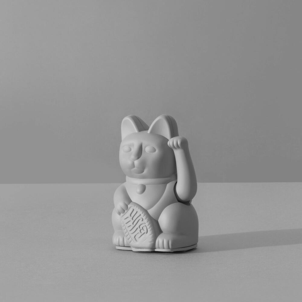 Donkey Products Lucky Cat Mini Maneki Neko, Winkekatze, Kunststoff, Grey, 9.8 cm, 330542