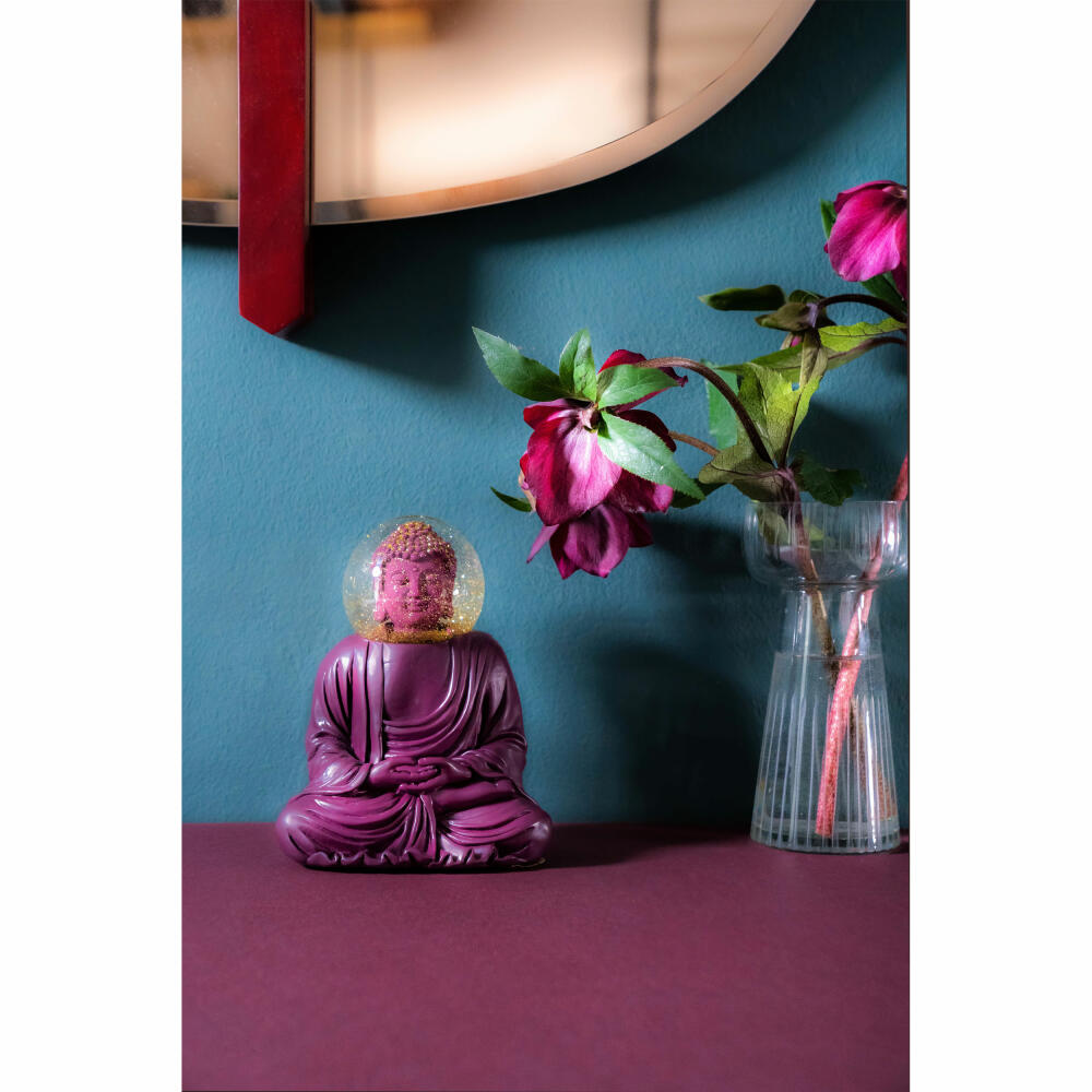 Donkey Products Summerglobe The Buddha, Glitzerkugel, Schneekugel, Polyresin, Glas, Lila, 15 cm, 330476