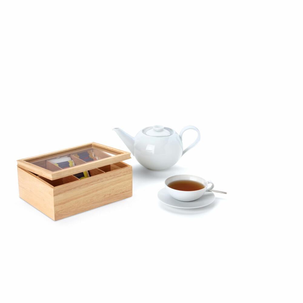 Continenta Teebeutelbox, Teebox, Teebeutel-Aufbewahrung, Gummibaumholz, 23 x 17.5 x 10 cm, 3290