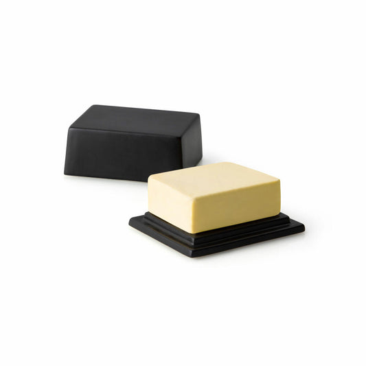 Continenta Butterdose, für 250 g Butter, Dose, Butteraufbewahrung, Butterschale, Butterbehälter, Keramik, Schwarz, 3726
