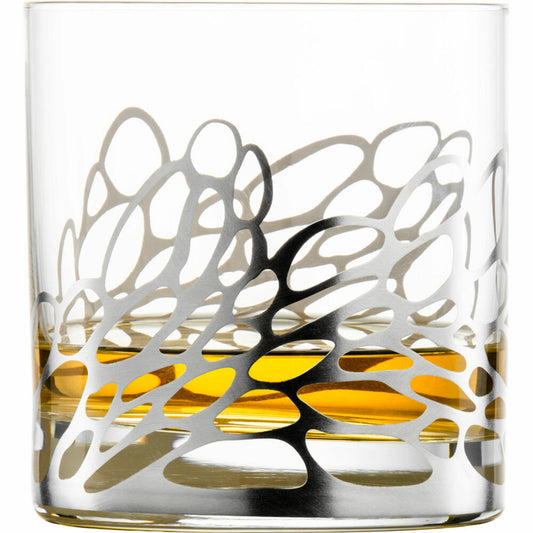 Eisch Whiskygläser Net, 2er Set Whiskyglas, Tumbler, Whiskybecher, Kristallglas, Silber, 400 ml, 79150015