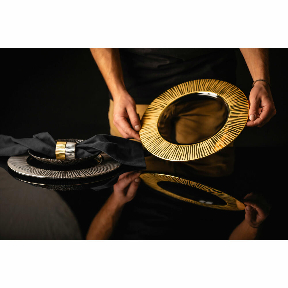 Eisch Serviettenringe Elior, 2er Set, Serviettenhalter, Glas, Platin, 50 mm, 79290553