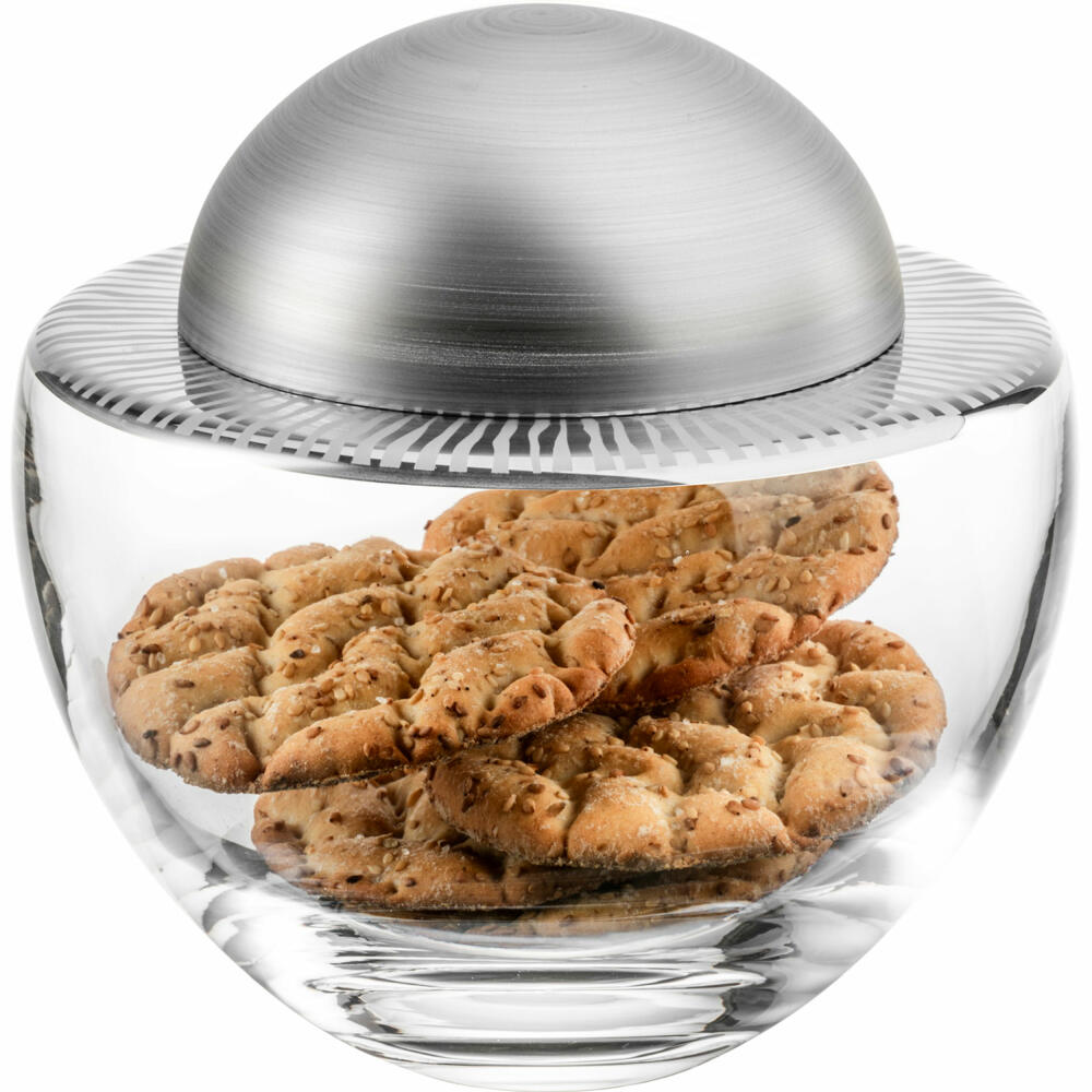 Eisch Dose Elior, Glasdose, Aufbewahrungsdose, Snackschale, Dekoschale, Kristallglas, Platin, Ø 17.1 cm, 79237118