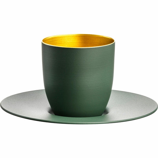 Eisch Espressoglas Cosmo Collect, mit Untersetzer, Espressotasse, Kristallglas, Grün / Gold, 100 ml, 70510914