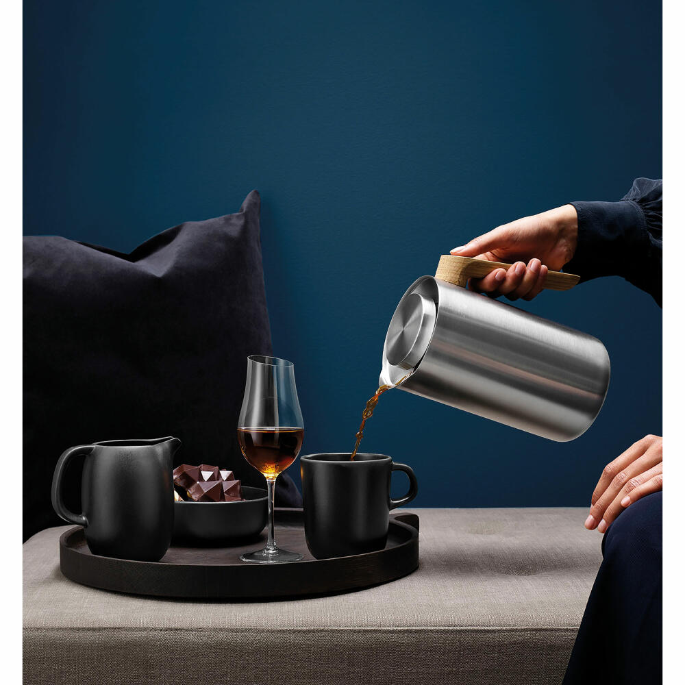 Eva Solo Isolierkanne Nordic kitchen Edelstahl, Thermo-Kanne, Teekanne, Kaffekanne, Edelstahl/ Kunststoff/ Eichenholz, Silber, 1 L, 502757