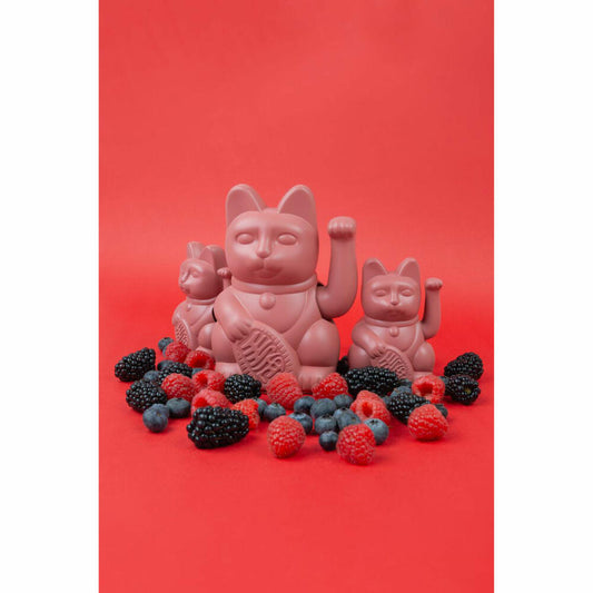 Donkey Products Lucky Cat Mini, Winkekatze, Glücksbringer, Kunststoff, Berry Red, 10 cm, 330638