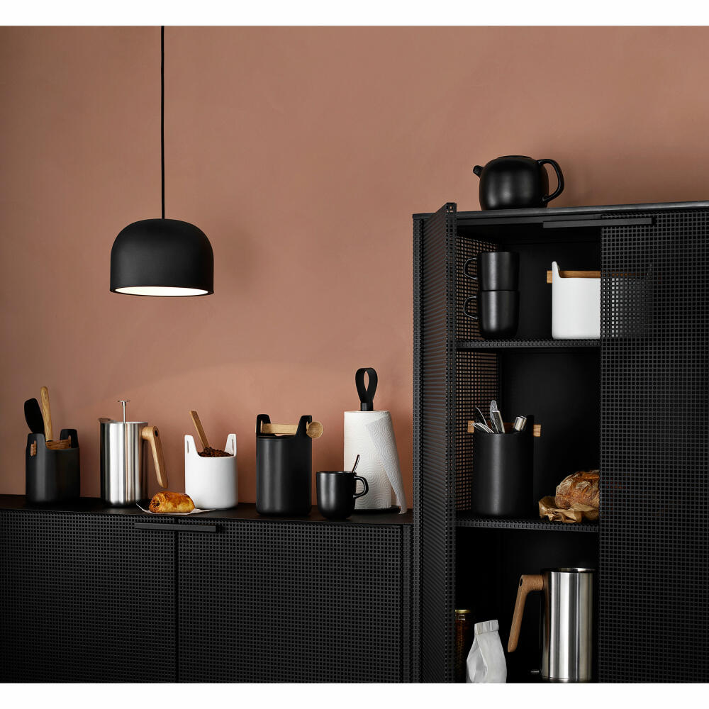 Eva Solo Toolbox storage container, storage box, coffee can, sugar bowl, oak/ceramic, black, H 20 cm, 520424