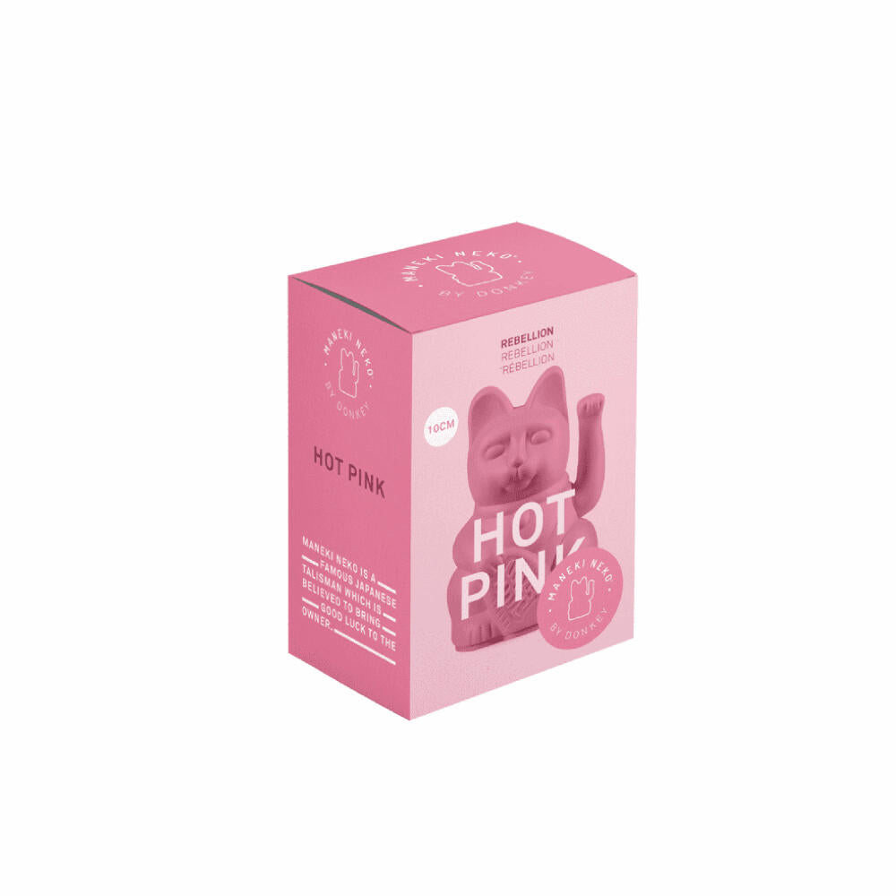 Donkey Products Lucky Cat Mini, Winkekatze, Glücksbringer, Kunststoff, Hot Pink, 10 cm, 330637