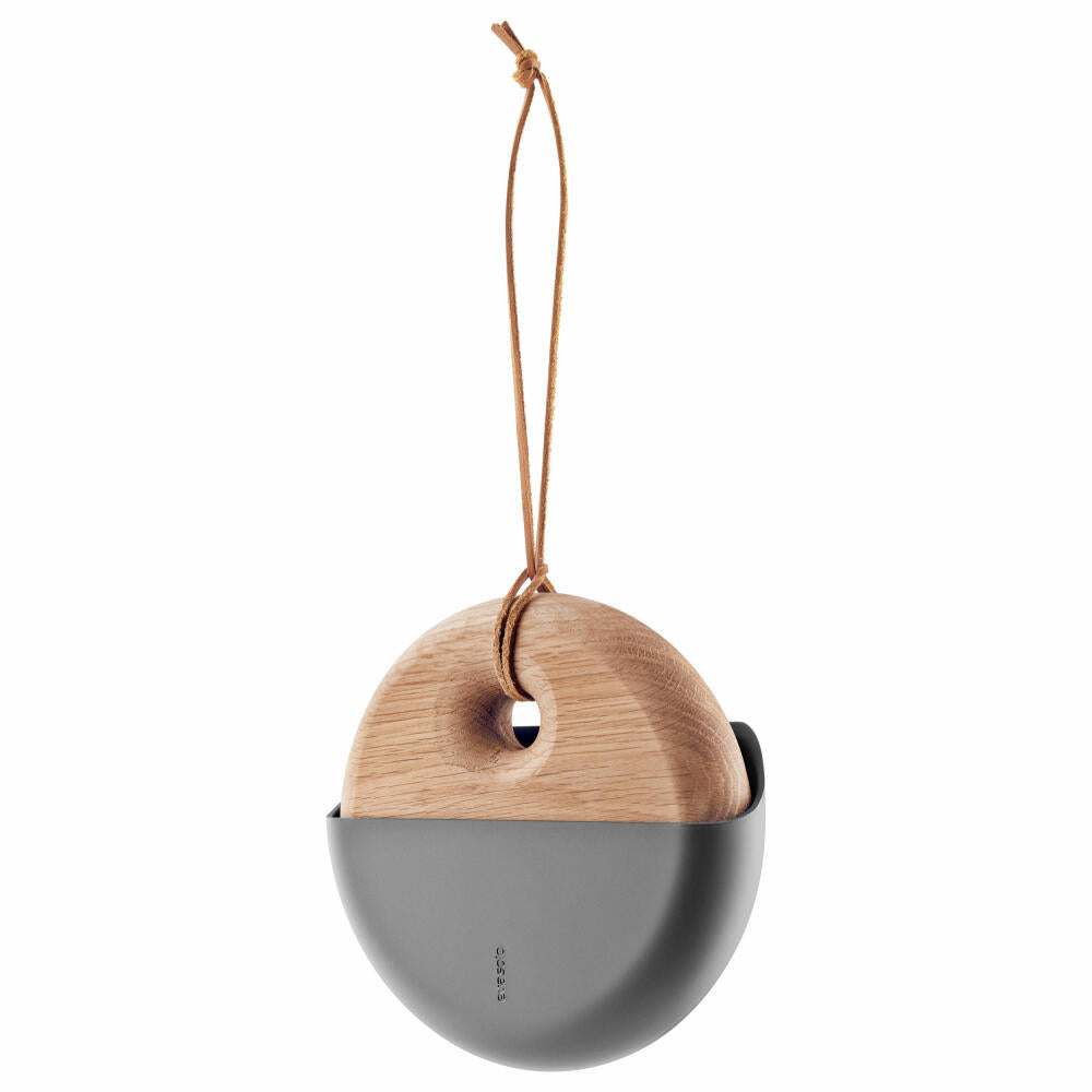 Eva Solo Sweep hand brush - set, sweeping set, dustpan, dustpan, oak wood/silicone/plastic/leather, grey, Ø 17.5 cm, 520430