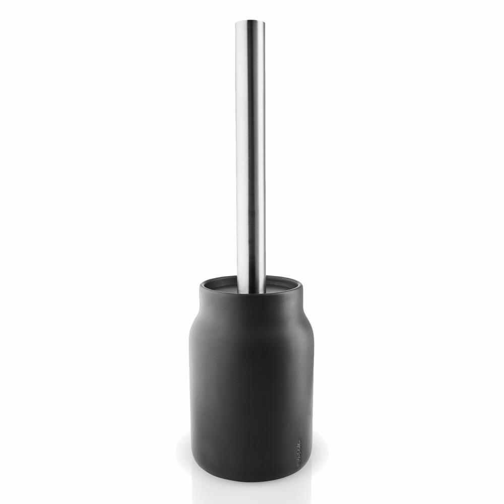 Eva Solo toilet brush, toilet brush, toilet set, brush set, porcelain stoneware/stainless steel/plastic, black, H 38 cm, 537790