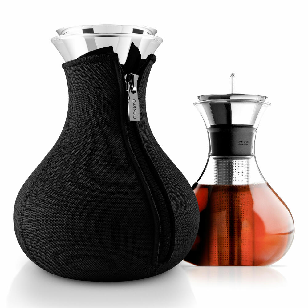 Eva Solo Teezubereiter, Teekanne, Tee, Zubereitung, Teepot, Genießen, Glas/ Silikon/ Edelstahl/ Neopren, Schwarz, 1 L, 567487