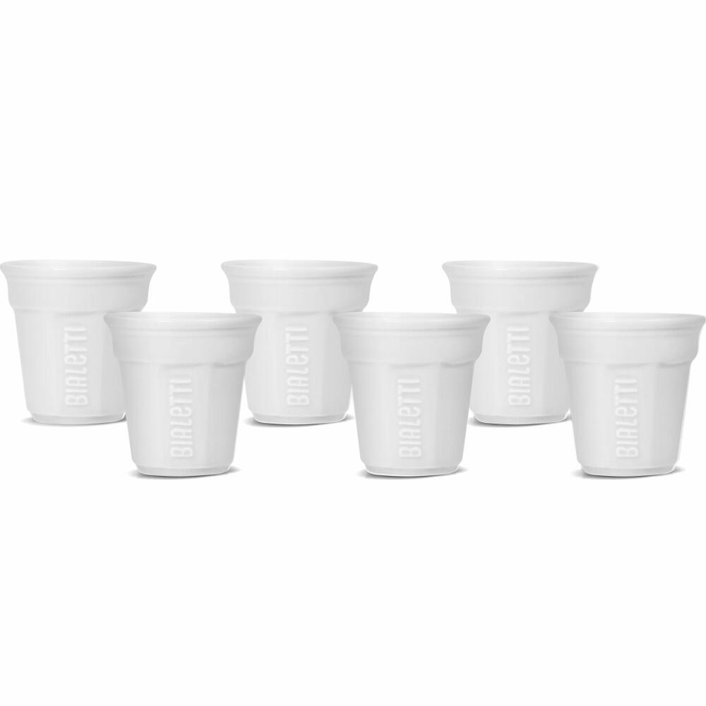 Bialetti Espressobecher 6er Set, Espresso, Espressotasse, Tasse, Keramik, Weiß, Y0TZ502