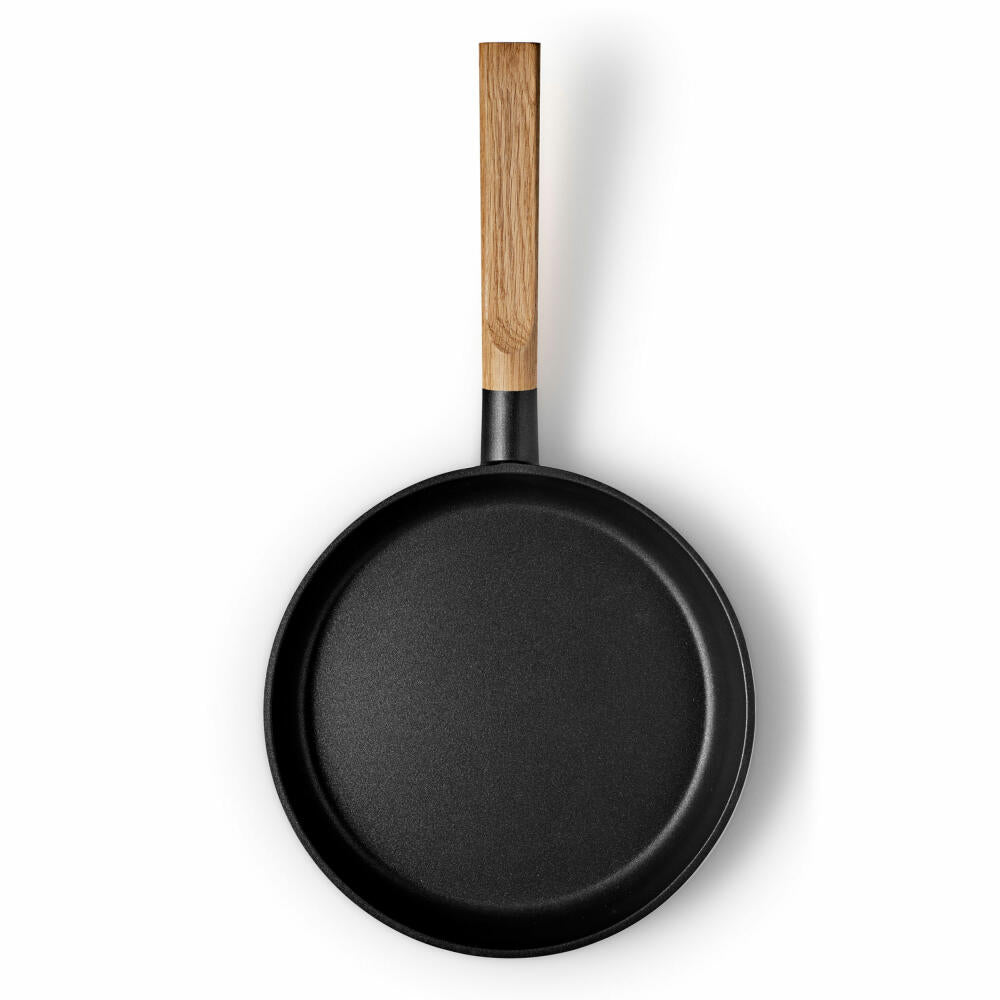 Eva Solo Nordic kitchen Bratpfanne, Pfanne, Schmorpfanne, Gemüsepfanne, Steakfpanne, Fischpfanne, Kochen, Schwarz, Eiche/Aluminium, Ø 24 cm, 280324