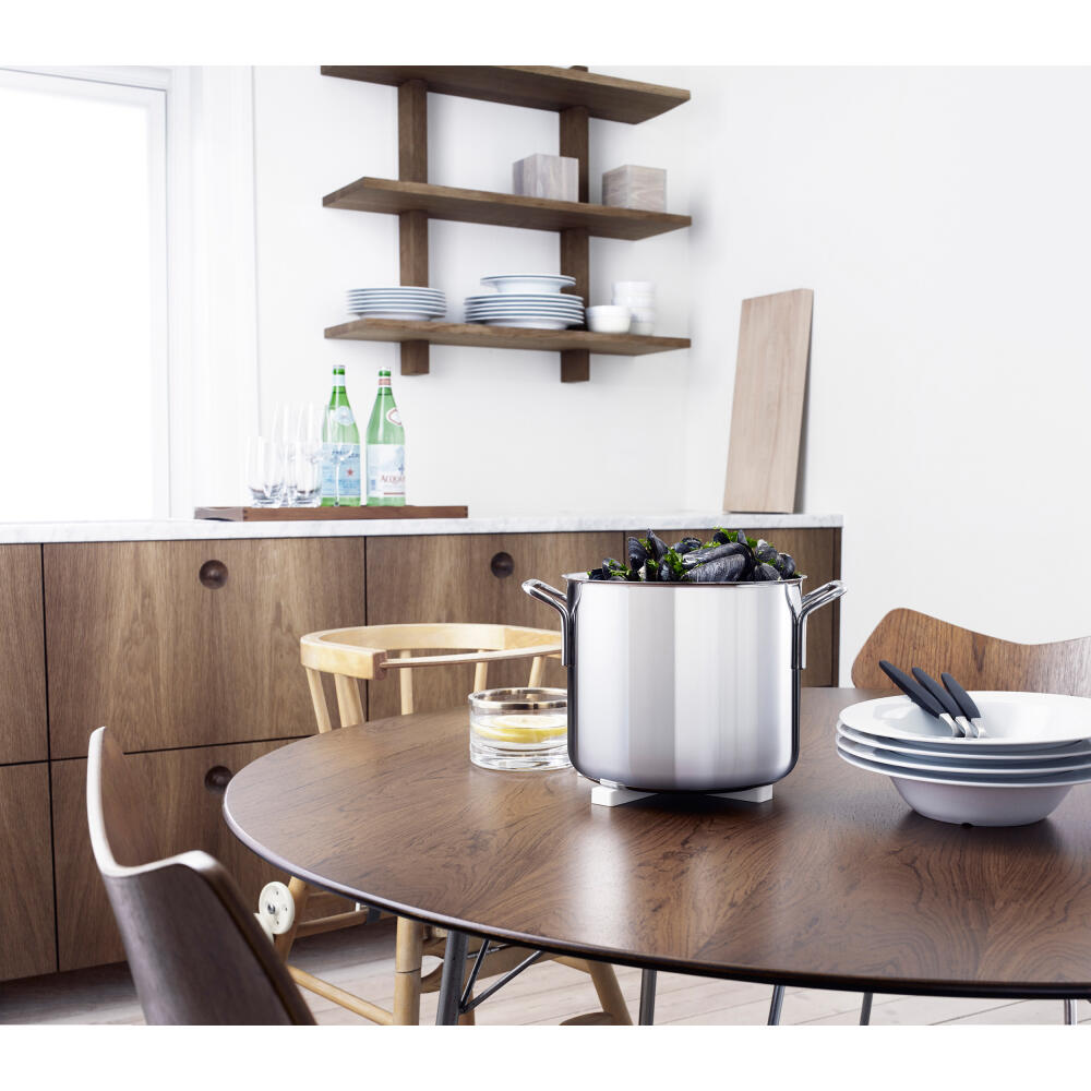 Eva Trio Stainless Steel Topf, Kochtopf, Induktionsgeeignet, Aluminium, Edelstahl, Polished Steel, 10 L, 302480