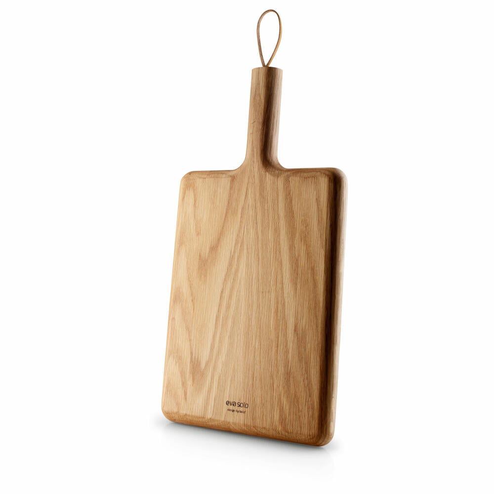 Eva Solo Nordic kitchen Holzschneidebrett, Schneidbrett, Küchenbrett, Tranchierbrett, Schneideunterlage, Eiche/Leder, 32x24 cm, 520412