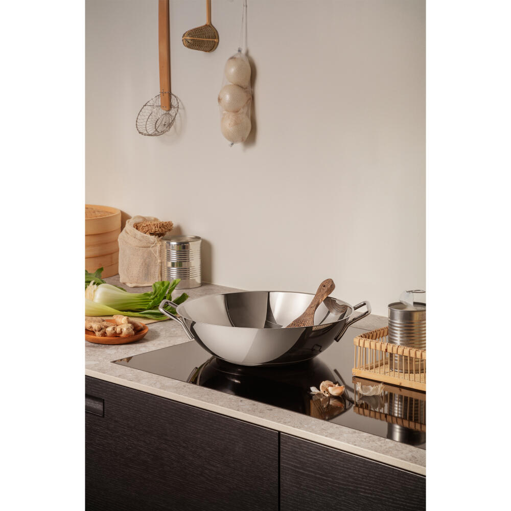 Eva Trio Stainless Steel Wok, Pfanne, Induktionsgeeignet, Aluminium, Edelstahl, Polished Steel, 5 L, 313050