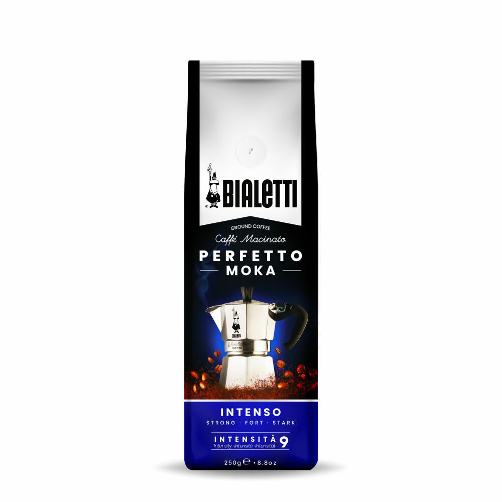 Bialetti Perfetto Moka Intenso, Kaffee gemahlen, Röstkaffee, Intensität 9, 250 g, 96080317