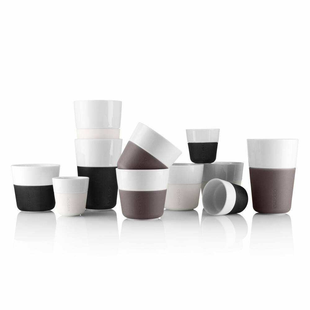 Eva Solo Caffé Latte-Becher, Milchkaffee, Kaffee, Caffétasse, Porzellan/Silikon, Schwarz, 360 ml, 2er-Set, 501003