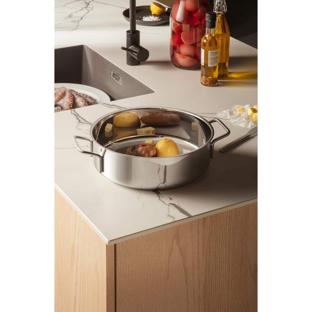 Eva Trio Stainless Steel Sauteuse, Kochtopf, Induktionsgeeignet, Aluminium, Edelstahl, Polished Steel, 28 cm, 302429