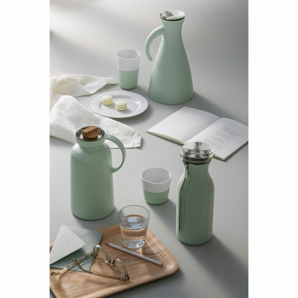 Eva Solo insulated jug, thermo jug, stainless steel, glass, plastic, sage, 1 L, 502846