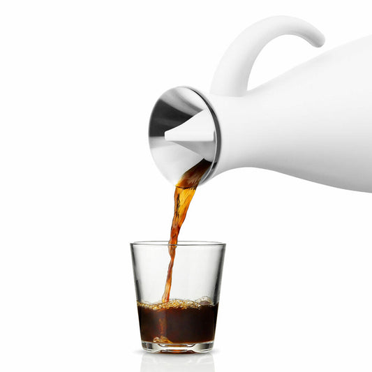 Eva Solo Isolierkanne, Kaffeekanne, Thermokanne, Teekanne, Glas/Kunststoff/Edelstahl, Matt Weiß, 1 L, 502802