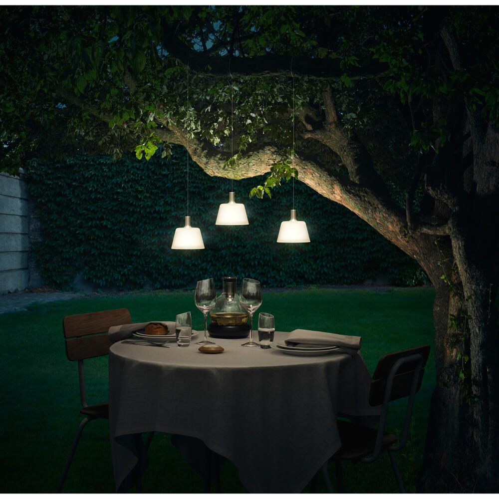 Eva Solo SunLight pendulum, hanging light, solar light, outdoor light, glass/aluminum, Ø13.2 cm, frosted, 571322