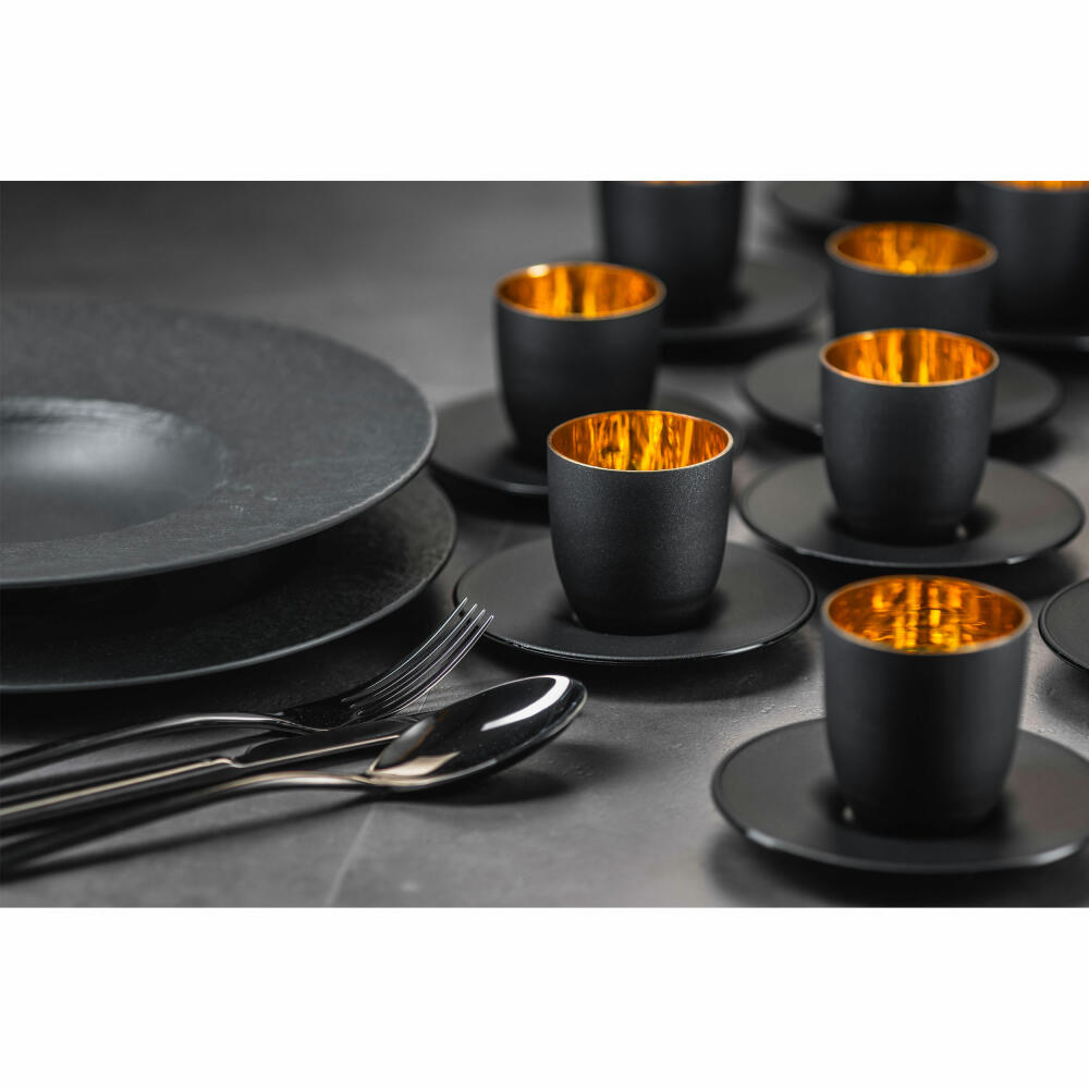 Eisch Espressoglas mit Untersetzer Cosmo Gold, Kristallglas, Gold, Schwarz, 100 ml, 70510906
