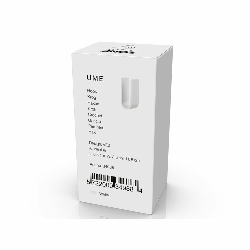 Zone Denmark Haken Ume White, Handtuchhaken, Aufhängung, Aluminium, Weiß, 34988