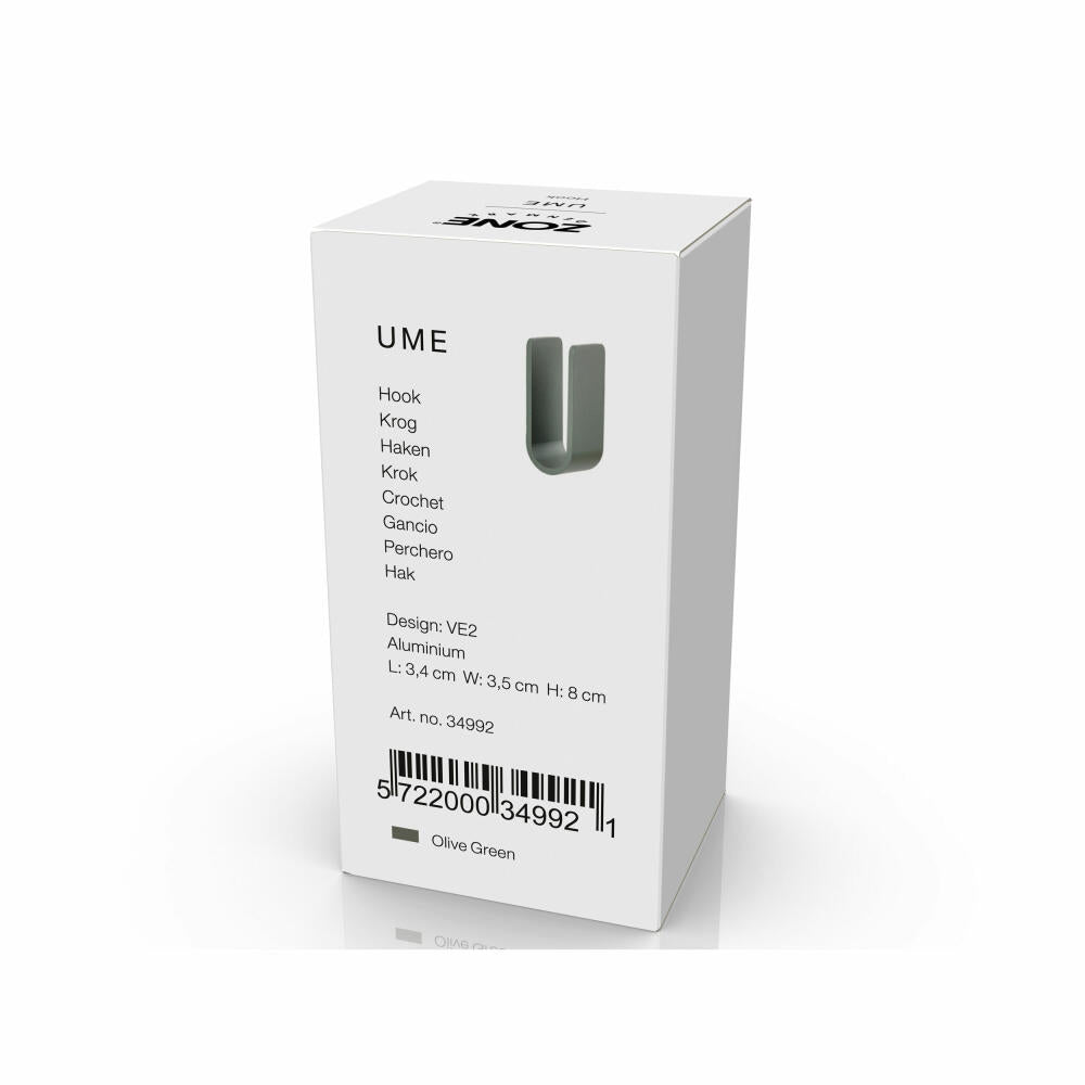 Zone Denmark Haken Ume Olive Green, Handtuchhaken, Aufhängung, Aluminium, Grün, 34992