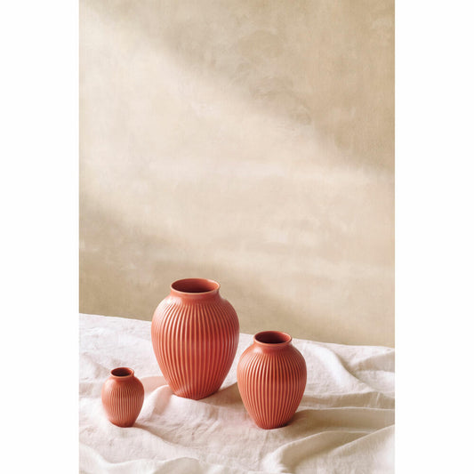 Knabstrup Vase Ripple, Dekovase, Blumenvase, Keramik, Coral, 12.5 cm, K1236-3