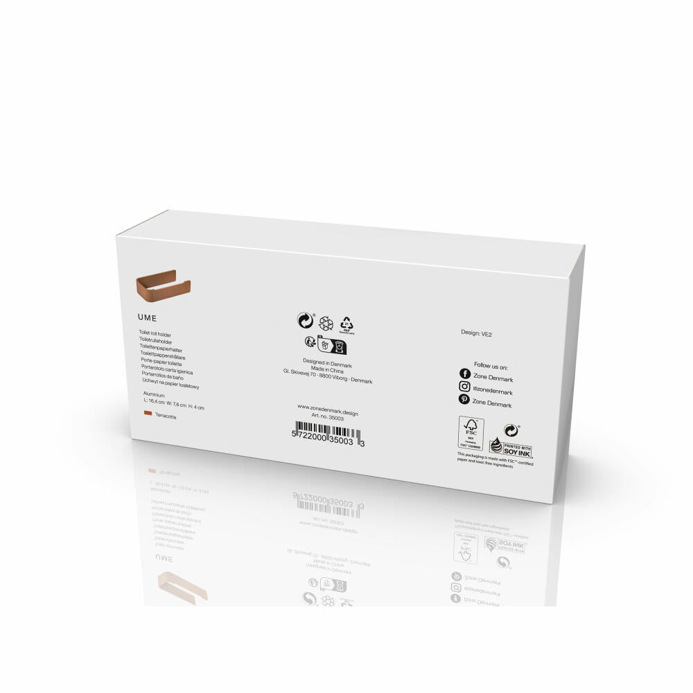 Zone Denmark Toilettenpapierhalter Ume Terracotta, WC-Rollenhalter, Aluminium, Rot, 35003