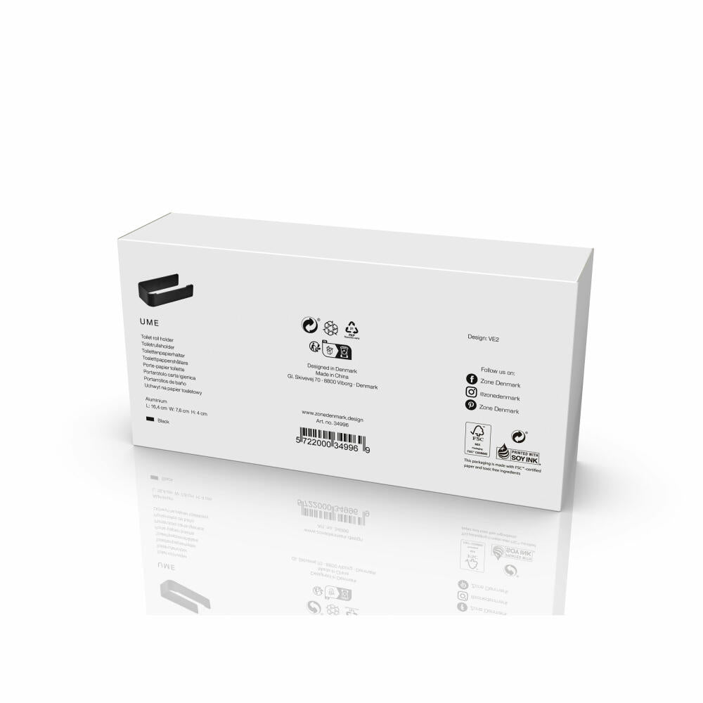 Zone Denmark Toilettenpapierhalter Ume Black, WC-Rollenhalter, Aluminium, Schwarz, 34996