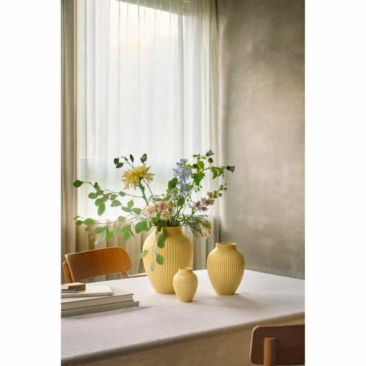Knabstrup Vase Ripple, Dekovase, Blumenvase, Keramik, Yellow, 27 cm, K1234-4