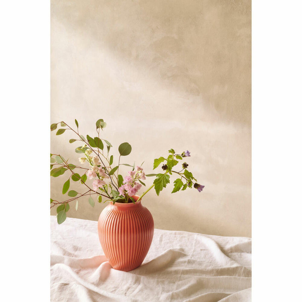 Knabstrup Vase Ripple, Dekovase, Blumenvase, Keramik, Coral, 27 cm, K1234-3
