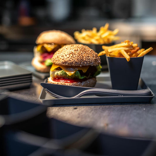 Koziol cutlery set 3-piece Klikk, to-go cutlery, plastic, Nature Ash Grey, 4003701