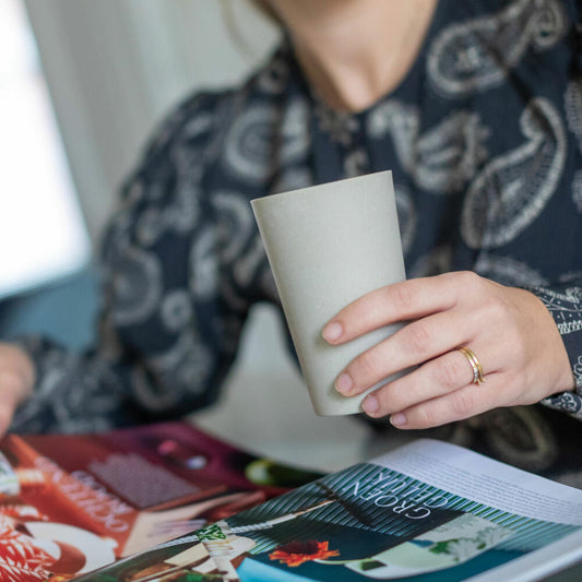 Koziol Connect Cup L cups, set of 2, biocircular plastic, Nature Flower Blue, 350 ml, 7022716