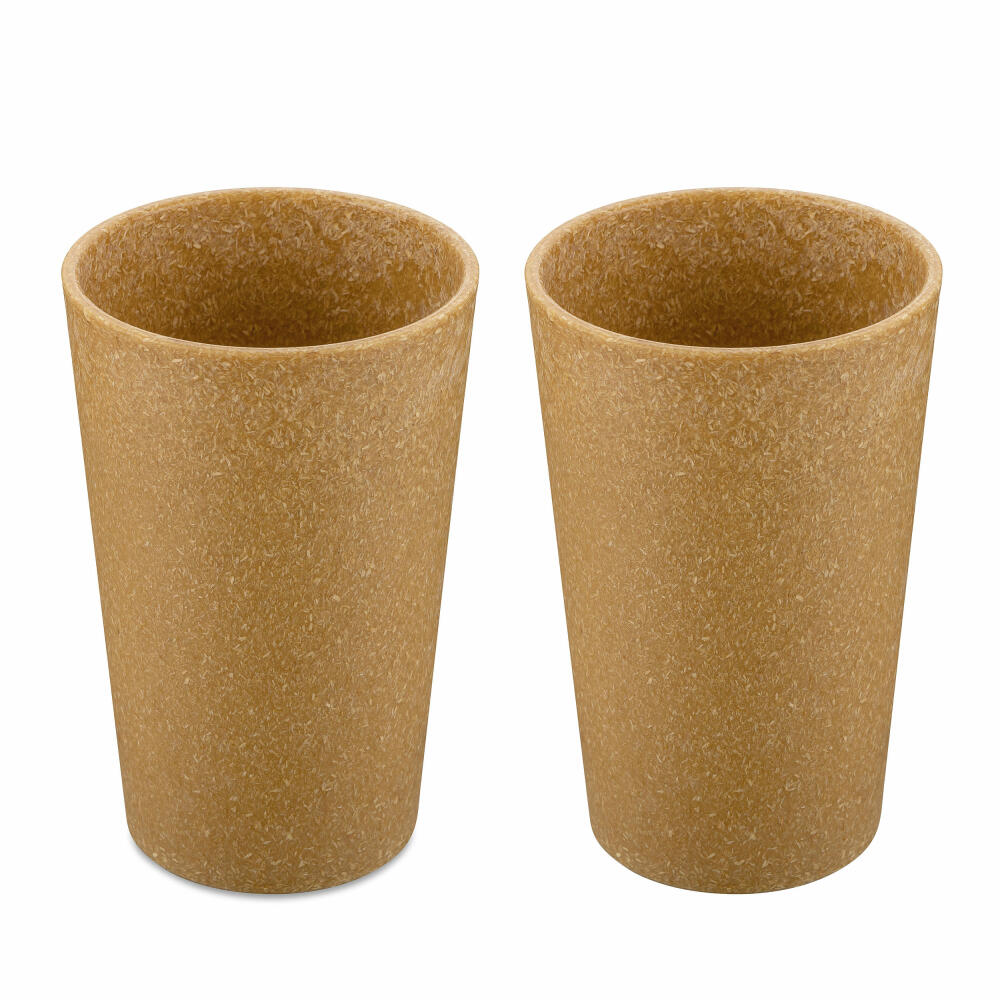 Koziol cup set of 2 Connect Cup L, drinking glasses, plastic-wood mix, Nature Wood, 350 ml, 7022702