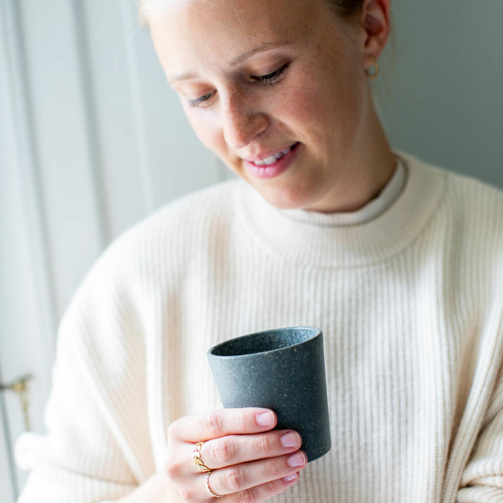 Koziol Connect Cup S set of 4, biocircular plastic, Nature Flower Blue, 190 ml, 7141716