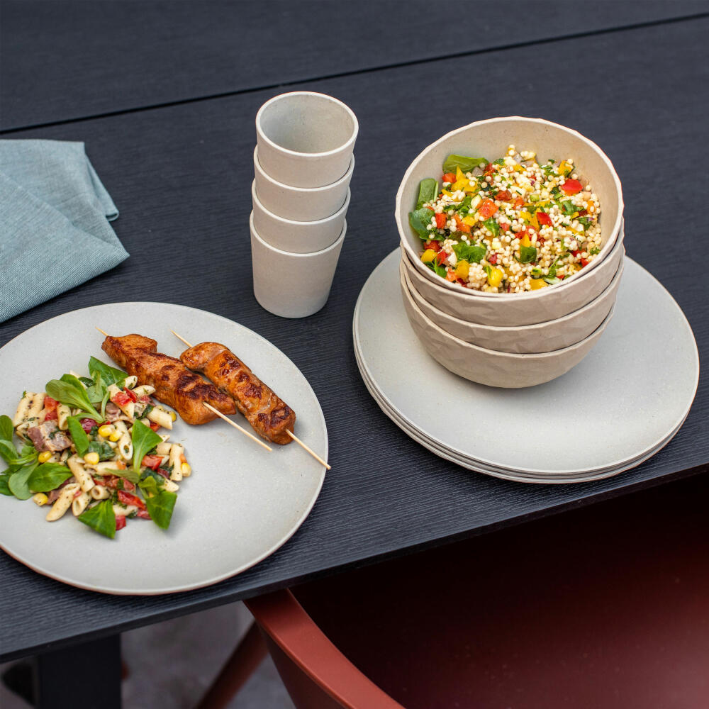 Koziol Becher 2er-Set Connect Cup L, Trinkgläser, Kunststoff-Holz-Mix, Nature Desert Sand, 350 ml, 7022700