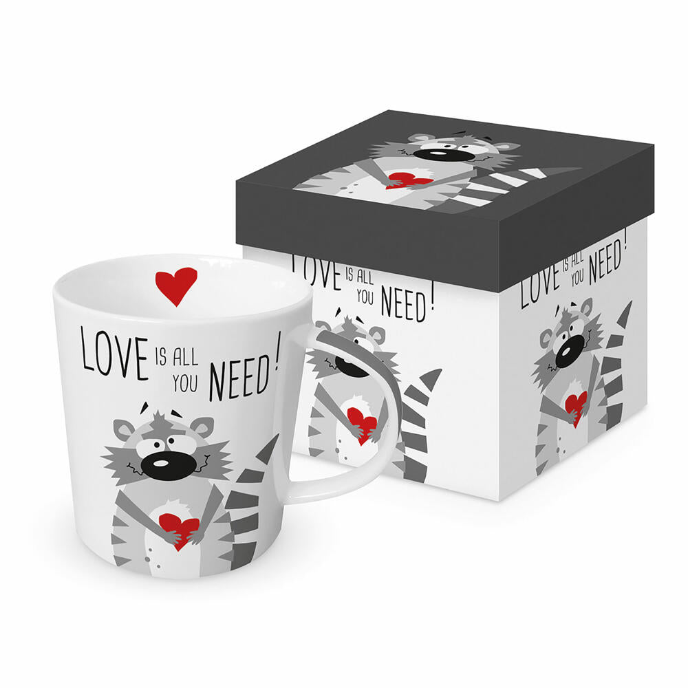 PPD Need Love Racoon Trend Mug, in Geschenkbox, Henkelbecher, Kaffeebecher, Becher, Tasse, New Bone China, 400 ml, 160302311