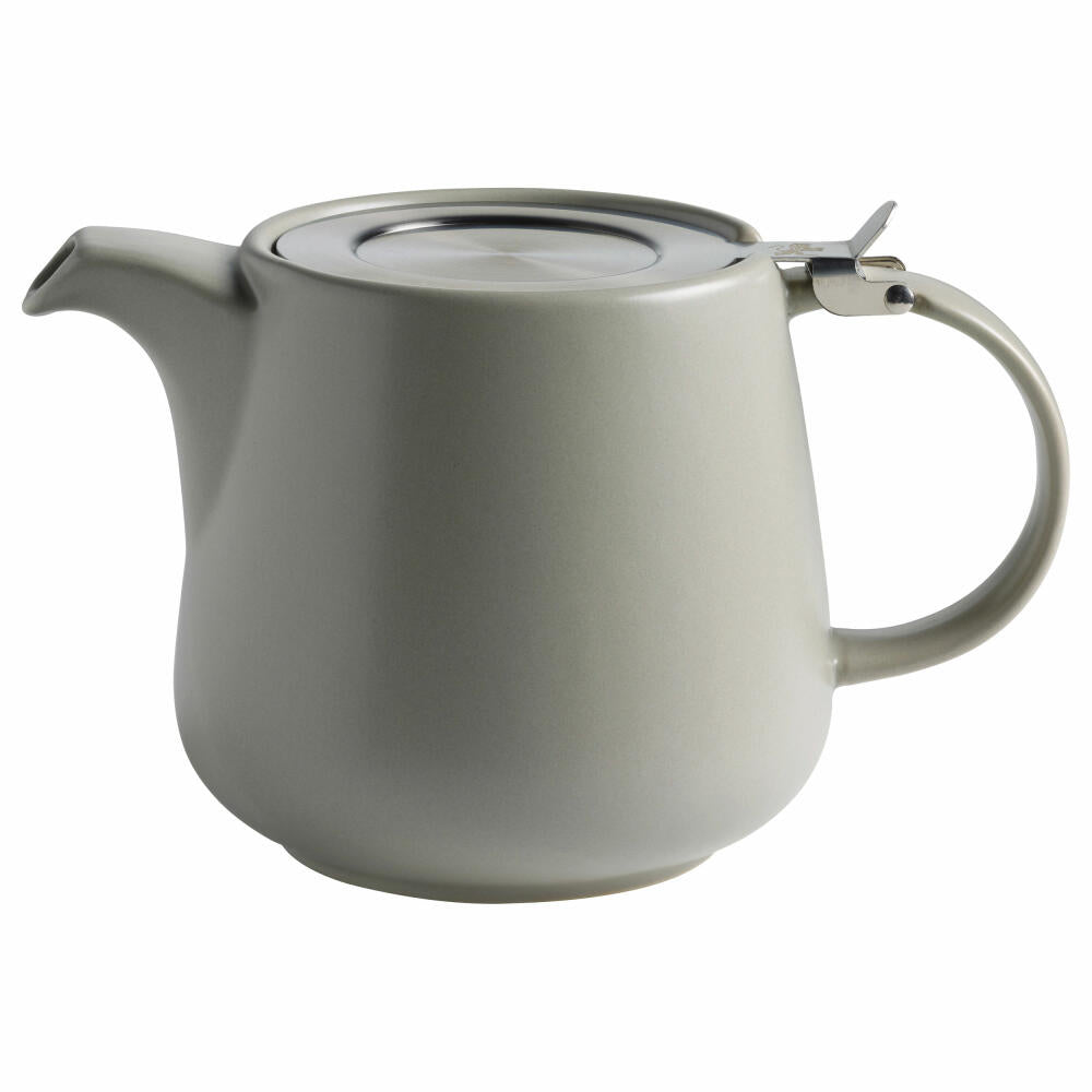 Maxwell & Williams Tint Teekanne, Tee Kanne, Servierkanne, Keramik / Edelstahl, Hellgrau, 1.2 L, AY0296