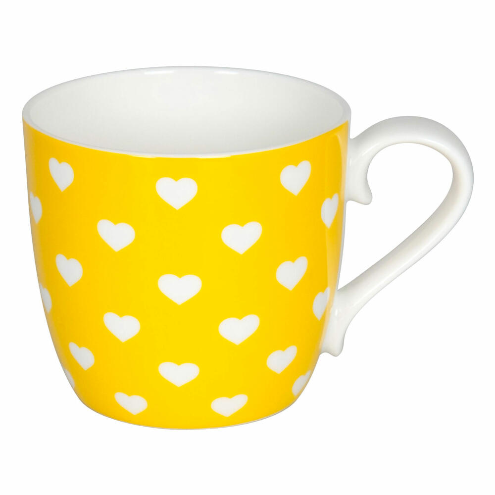 Könitz Hearts Sun Becher, Herzen, Tasse, Kaffeetasse, Bone China, Gelb, 400 ml, 11 2 057 2330