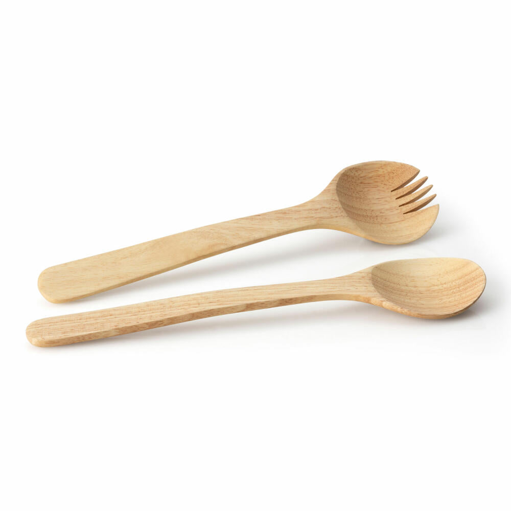 Continenta salad cutlery, 2-piece, salad cutlery, salad fork, salad spoon, wooden cutlery, rubberwood, L 31 cm, 3228