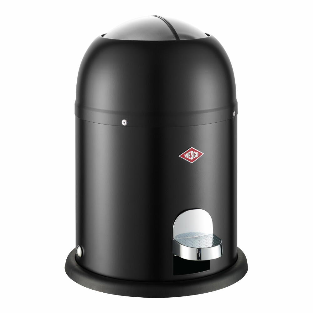 Wesco Mini Master Kosmetik-Treteimer, Abfalleimer, Mülleimer, Kosmetikeimer, Stahlblech, Schwarz Matt, 6 L, 180112-73