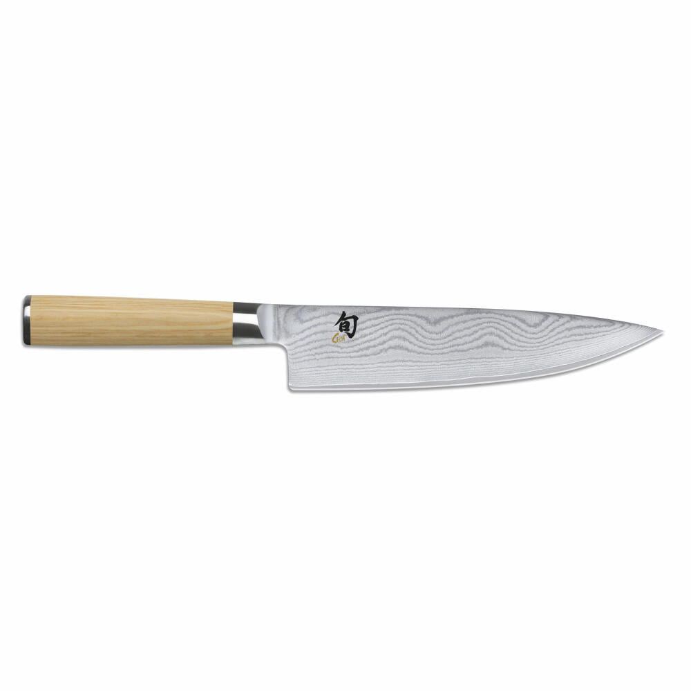 Kai chef's knife Shun Classic White, kitchen knife, pakka wood handle, Damascus steel, blade length 20 cm, DM-0706W